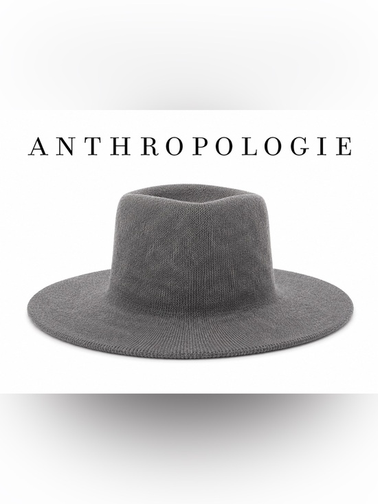 Anthropologie Gray Knit Fedora Hat | Soft Wide Brim | One Size main image 7